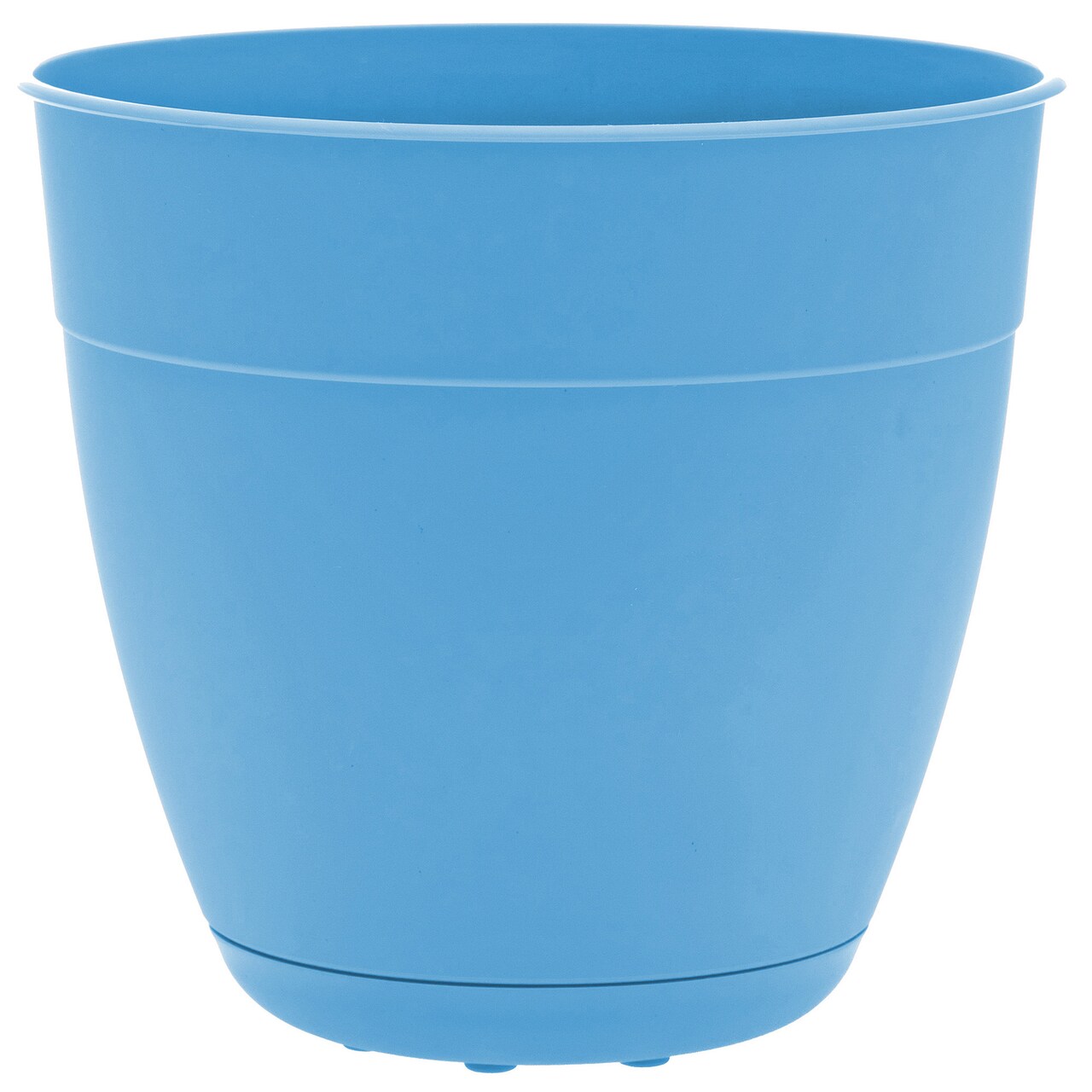 Bloem Dayton Planter With Saucer: 12" - Ocean Blue - 100% Recycled Plastic Pot, Removable Saucer, Elevated Feet, For Indoor and Outdoor Use, Gardening, 3 Gallon Capacity